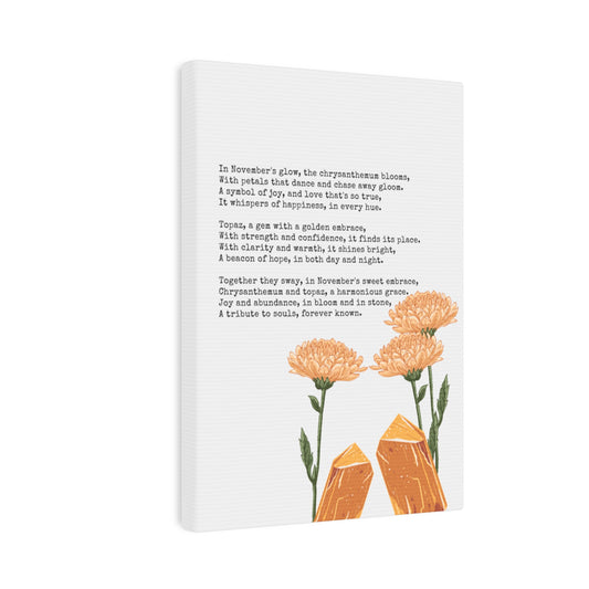 November Birth Month Poetry Canvas Tile Print - Birth Flower and Gemstone Design