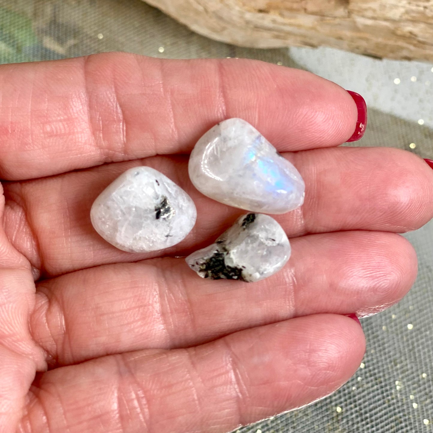 Radiant Rainbow Moonstone Tumbled Crystal for Emotional Healing