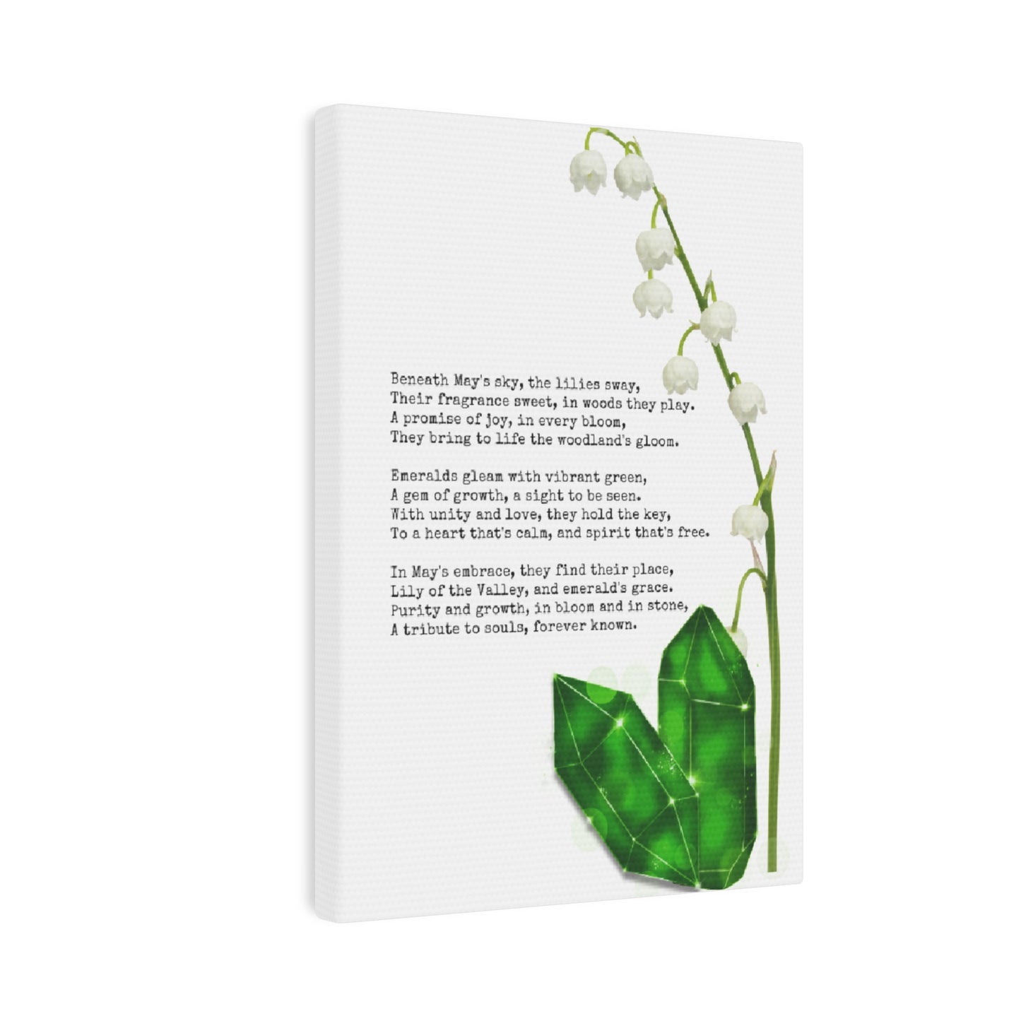 May Birth Month Poetry Canvas Tile Print - Birth Flower and Gemstone Design