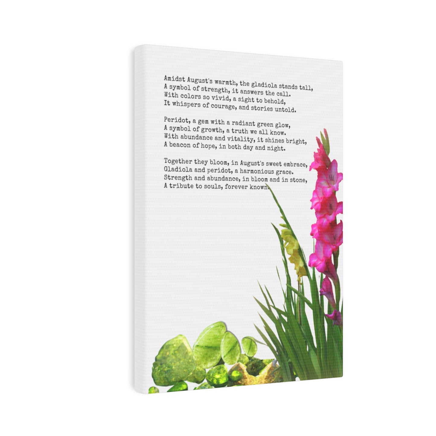 August Birth Month Poetry Canvas Tile Print - Birth Flower and Gemstone Design