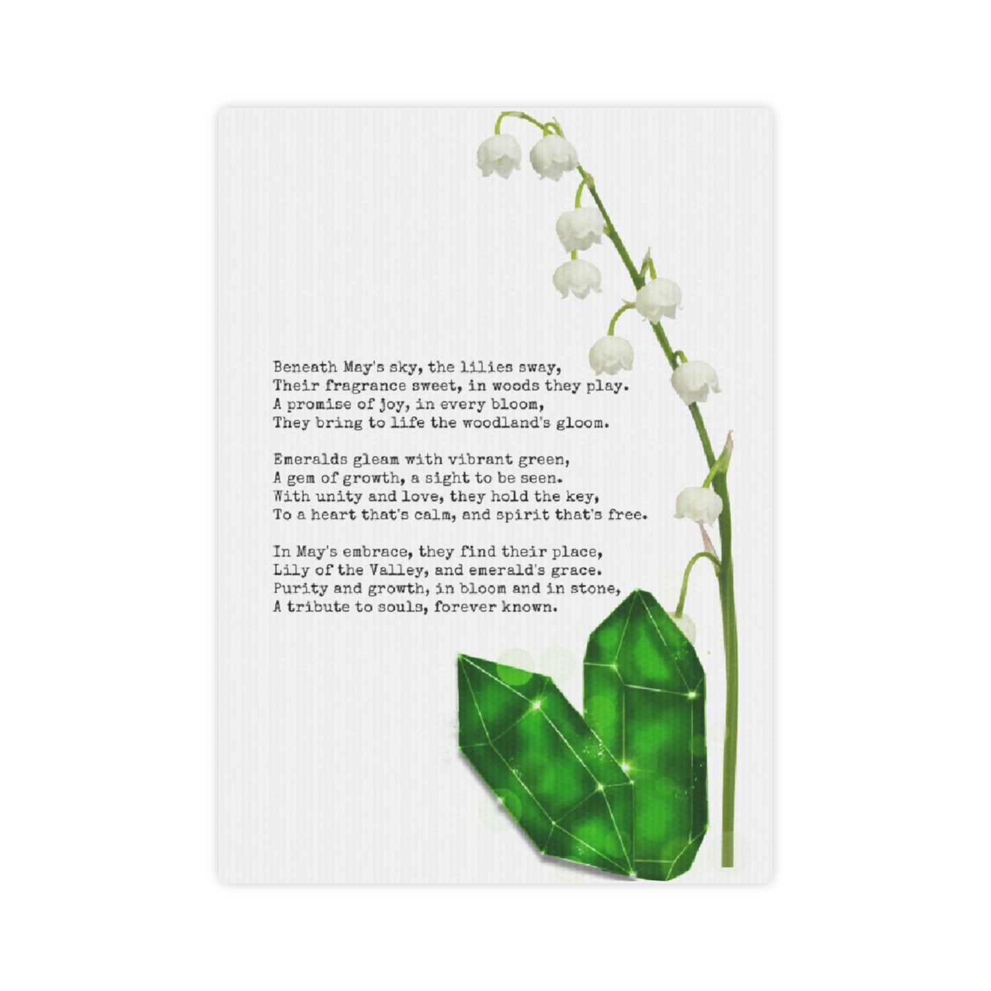 May Birth Month Poetry Canvas Tile Print - Birth Flower and Gemstone Design