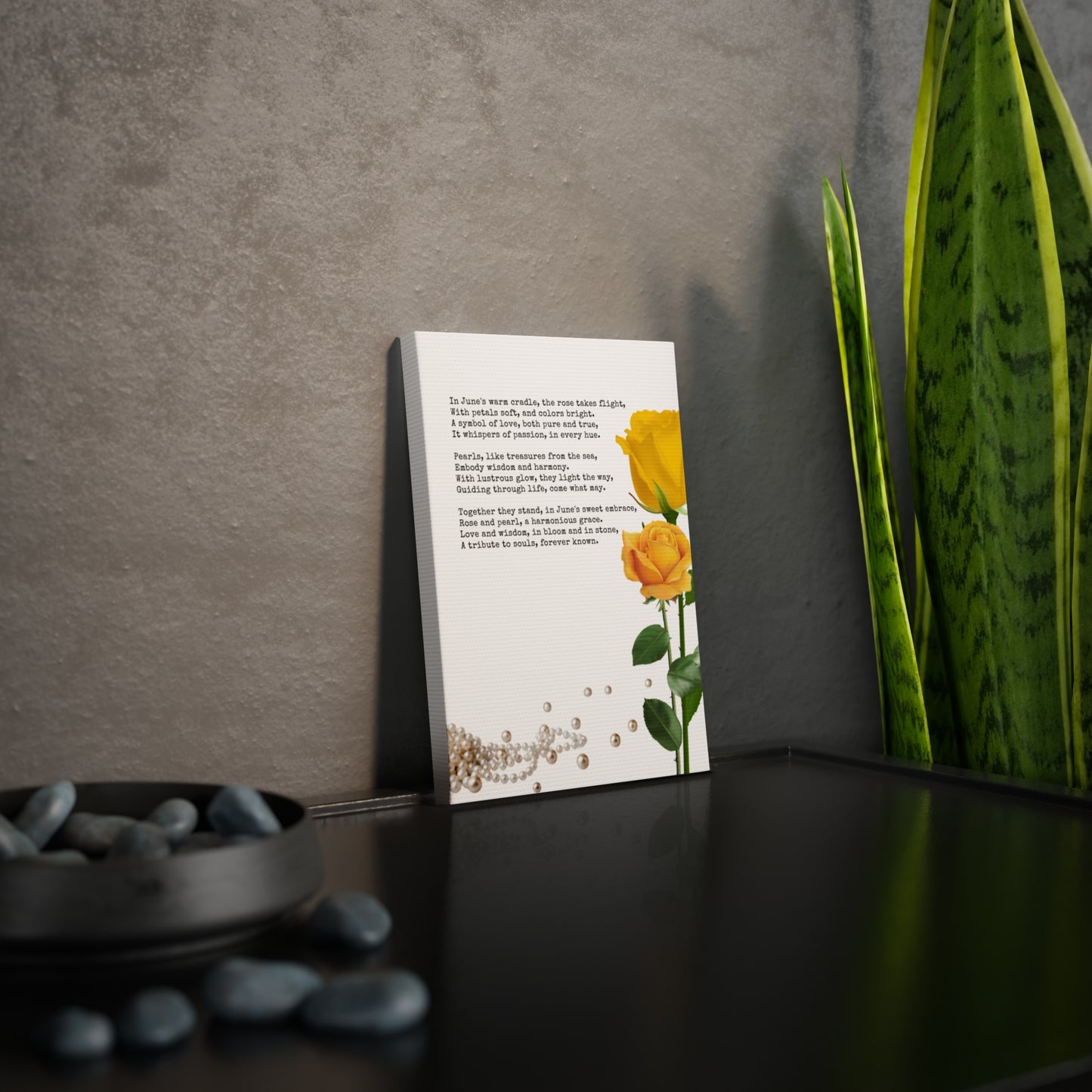 June Birth Month Poetry Canvas Tile Print - Birth Flower and Gemstone Design