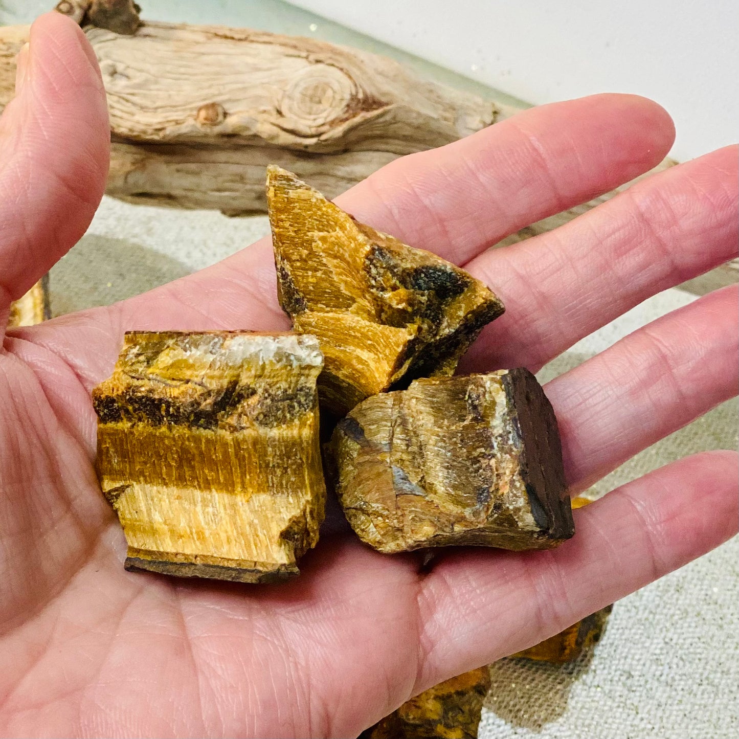 Beautiful Tiger Eye Raw Chunk Crystals for Grounding and Energizing