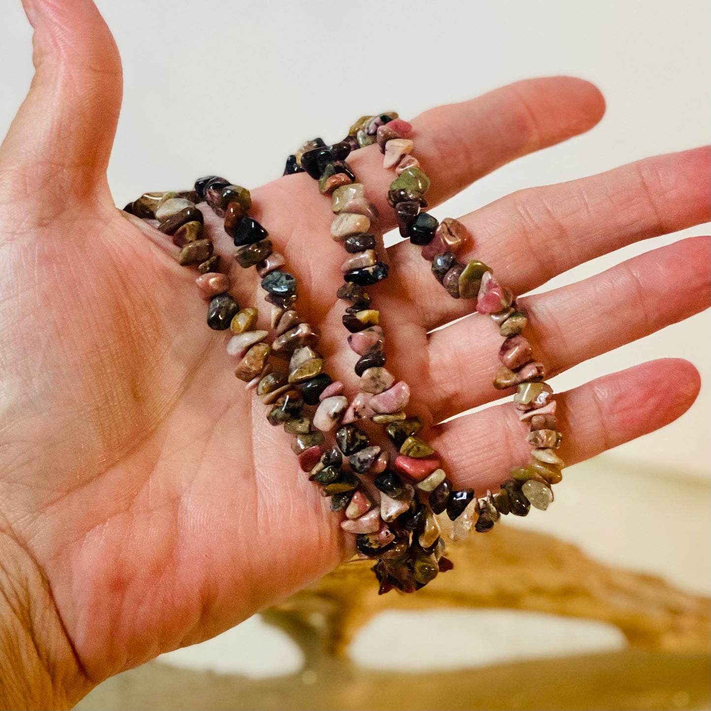 Rhodonite Crystal Chip Necklaces: Natural Stone Elegance for Forgiveness and Balance