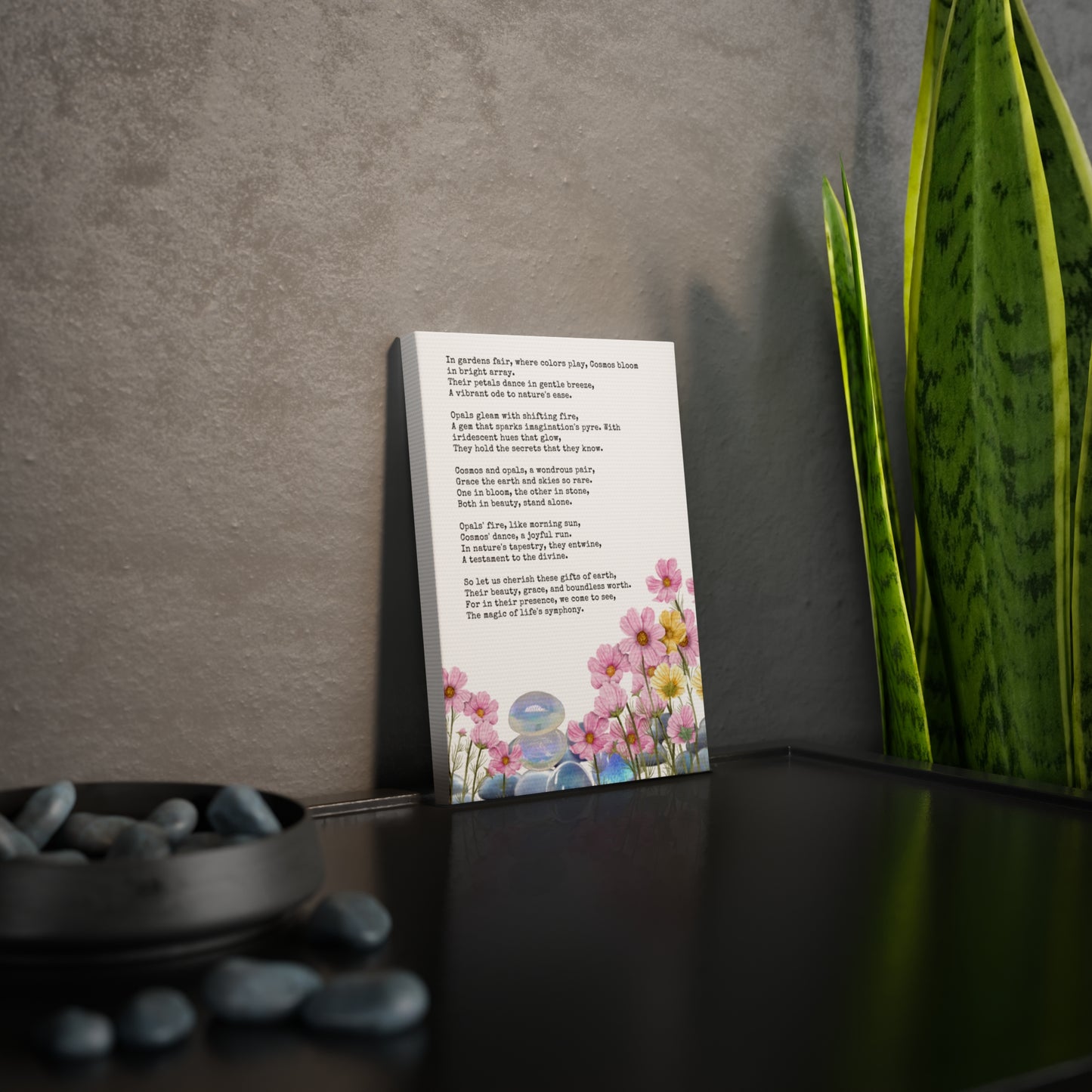 October Birth Month Poetry Canvas Tile Print - Birth Flower and Gemstone Design
