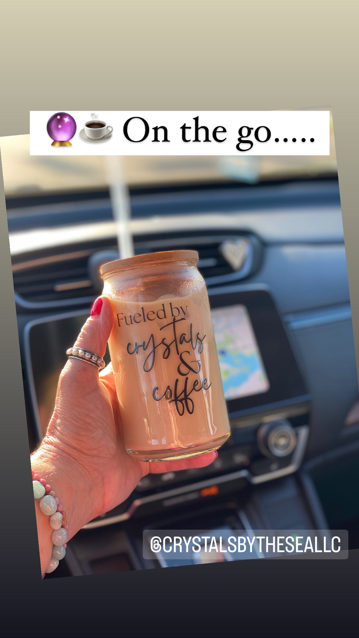 Fueled By Crystals & Coffee Trending Sipper Glass, 16oz