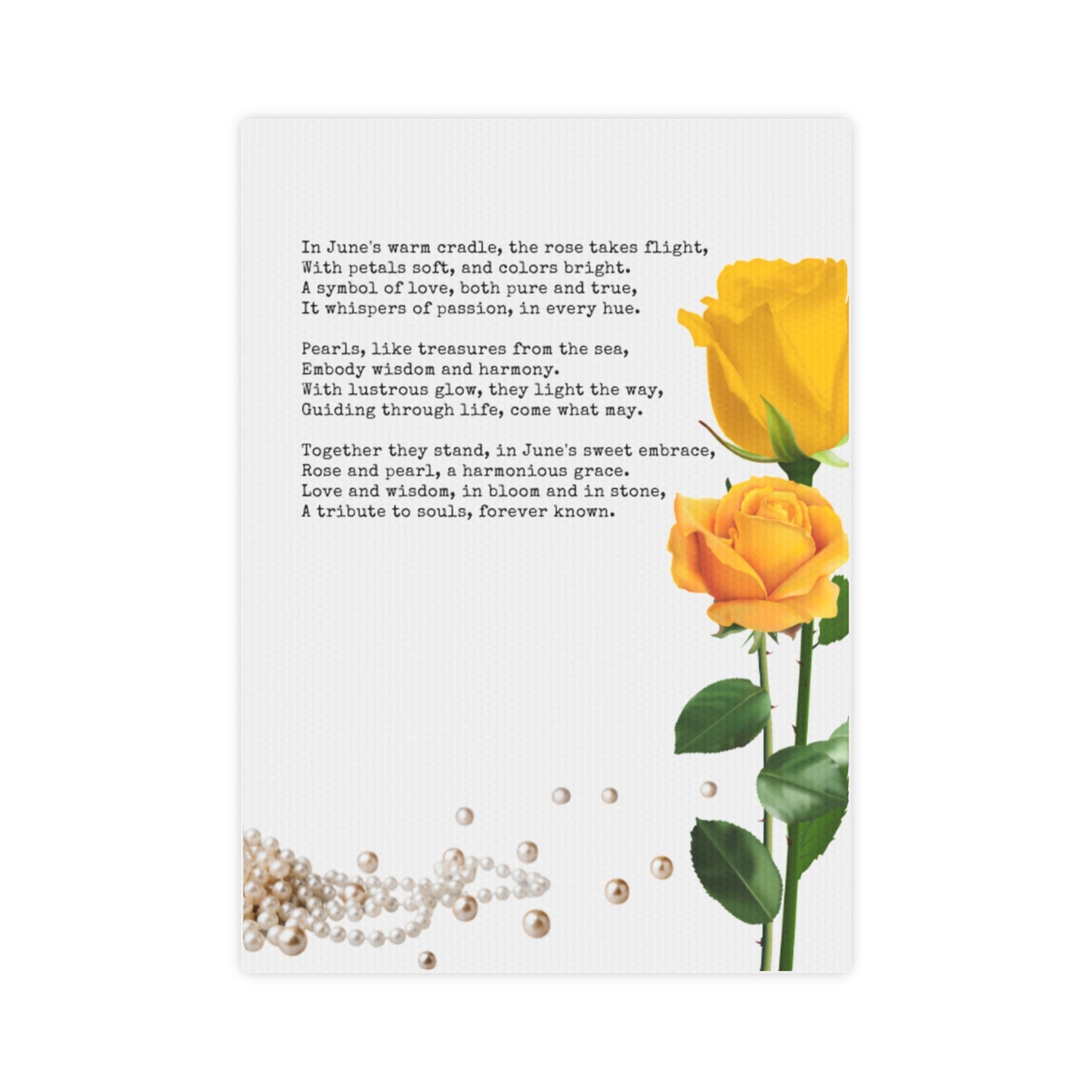 June Birth Month Poetry Canvas Tile Print - Birth Flower and Gemstone Design