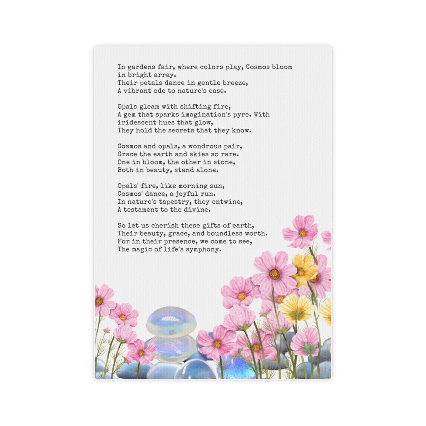 October Birth Month Poetry Canvas Tile Print - Birth Flower and Gemstone Design
