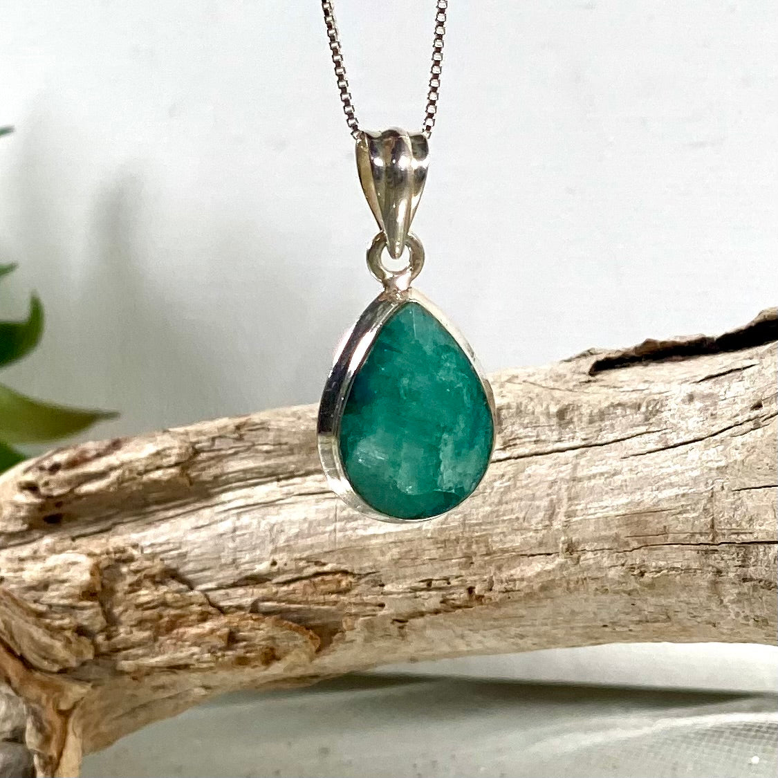 Indian Jade Crystal Healing Necklace - 16 inches of Tranquil Elegance in Sterling Silver