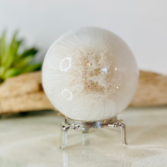 Tranquil Scolecite Sphere: A Serene Companion for Inner Peace