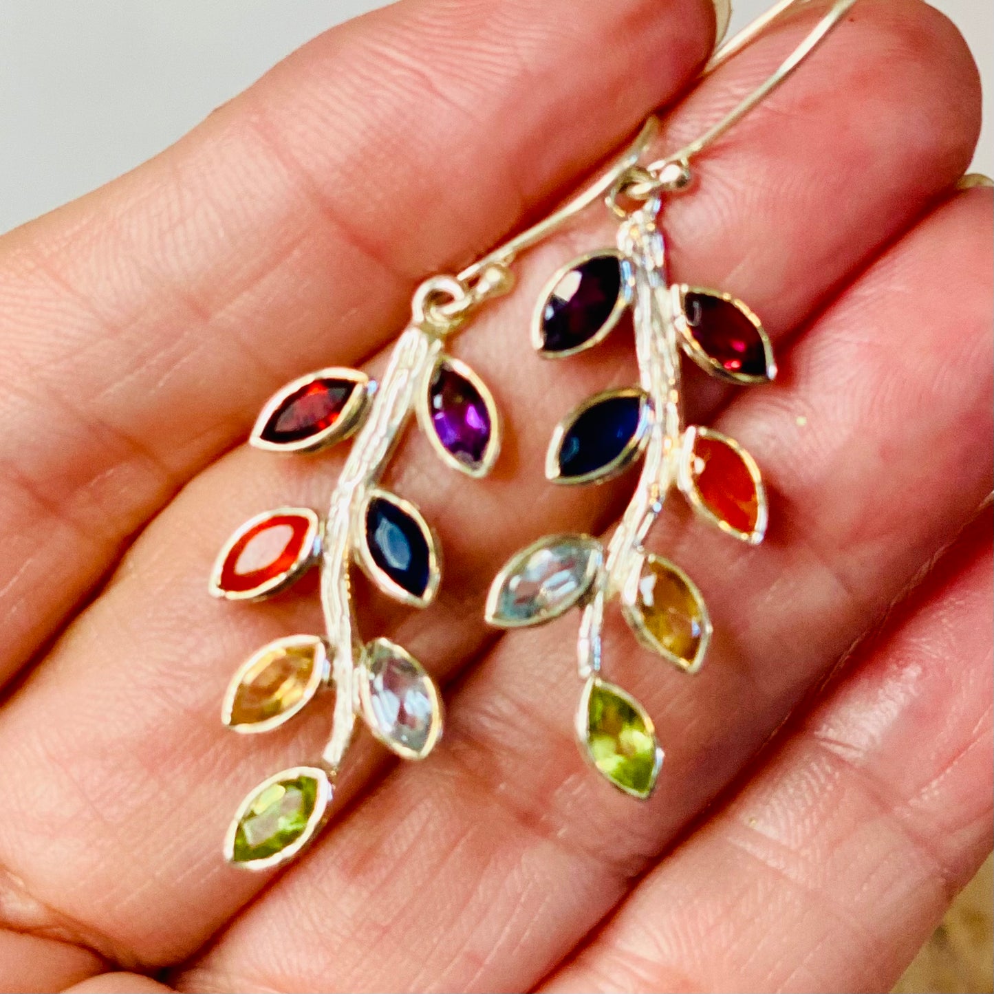 Sterling Silver Chakra Leaf Earrings: Harmonize Your Aura