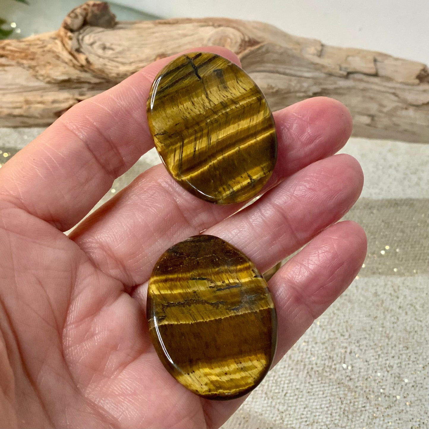 Tiger Eye Soothing Palm Stones for Stress Relief and Harmony