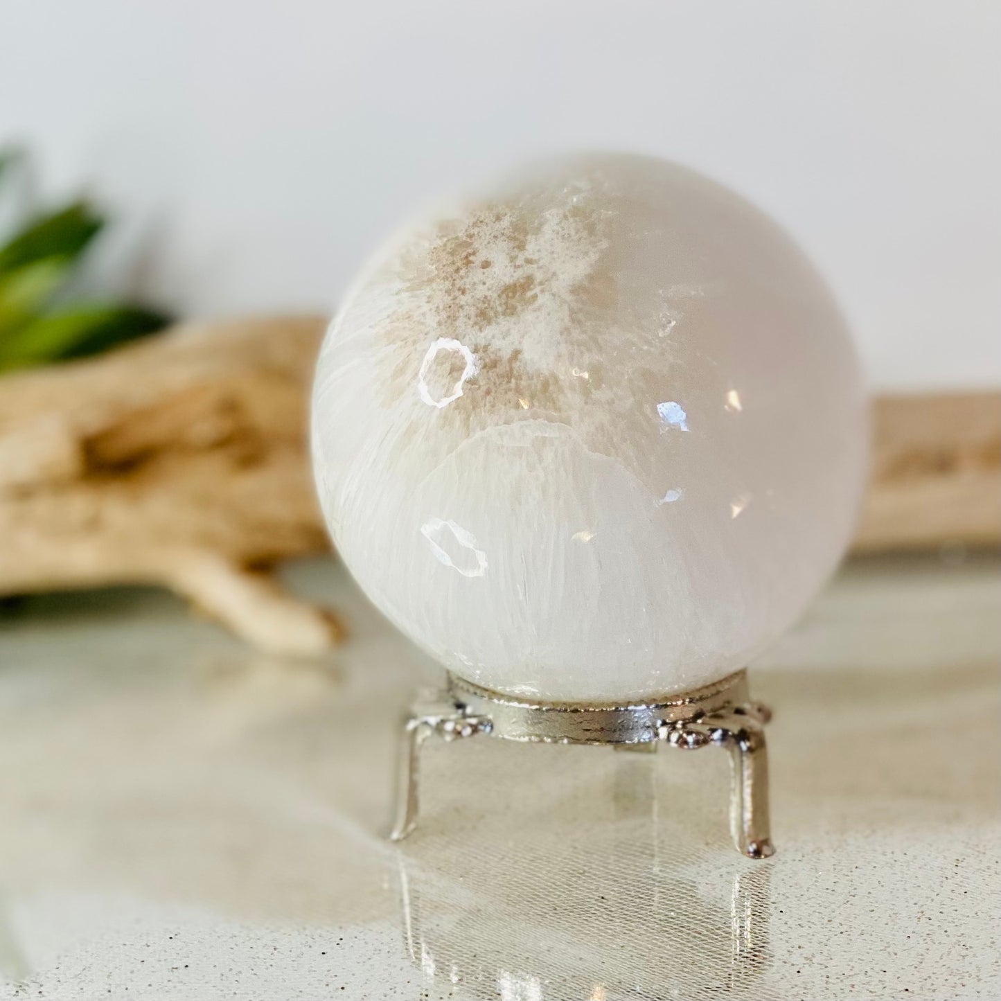 Tranquil Scolecite Sphere: A Serene Companion for Inner Peace