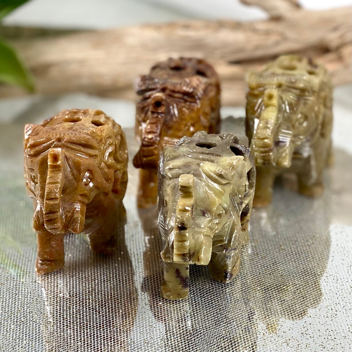 Intricate India Soapstone Elephant with Baby Inside for Peace and Calming