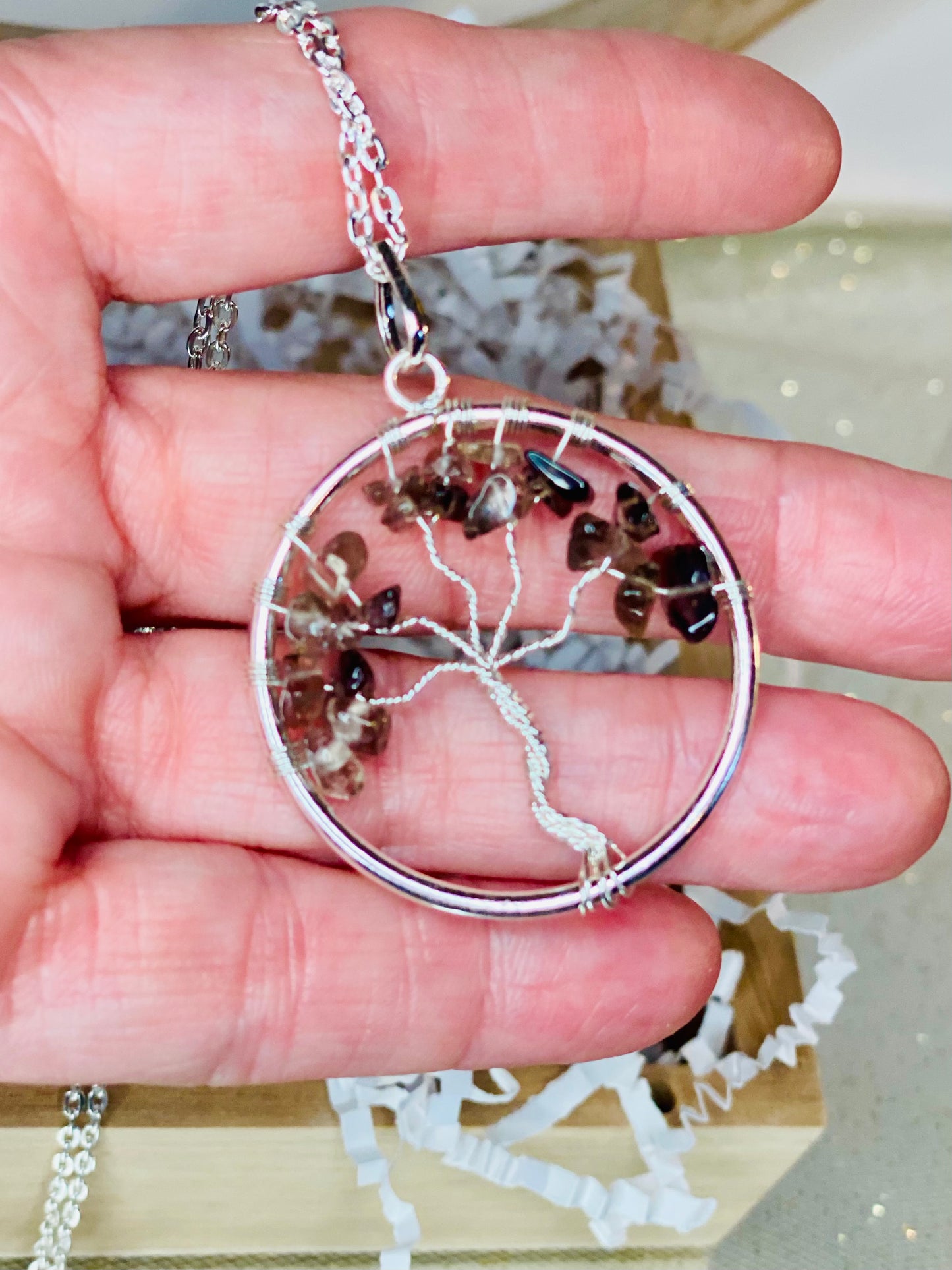 Serenity Bliss Gift Set: Heart Shaped Selenite Bowl, Amethyst Crystals, Purple Sage Bundle, and Amethyst Chip Tree of Life Necklace