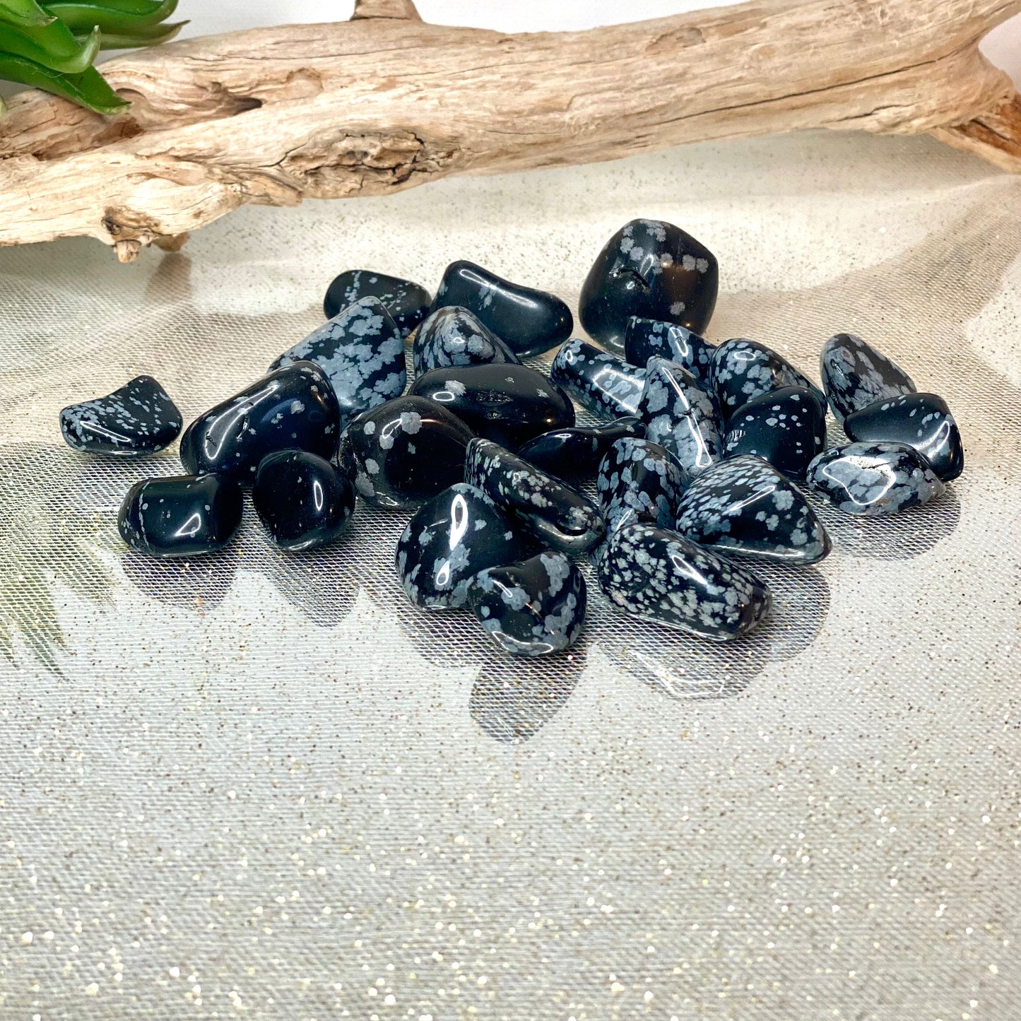 Snowflake Obsidian Tumbled: Grounding and Transformational Natural Gemstone