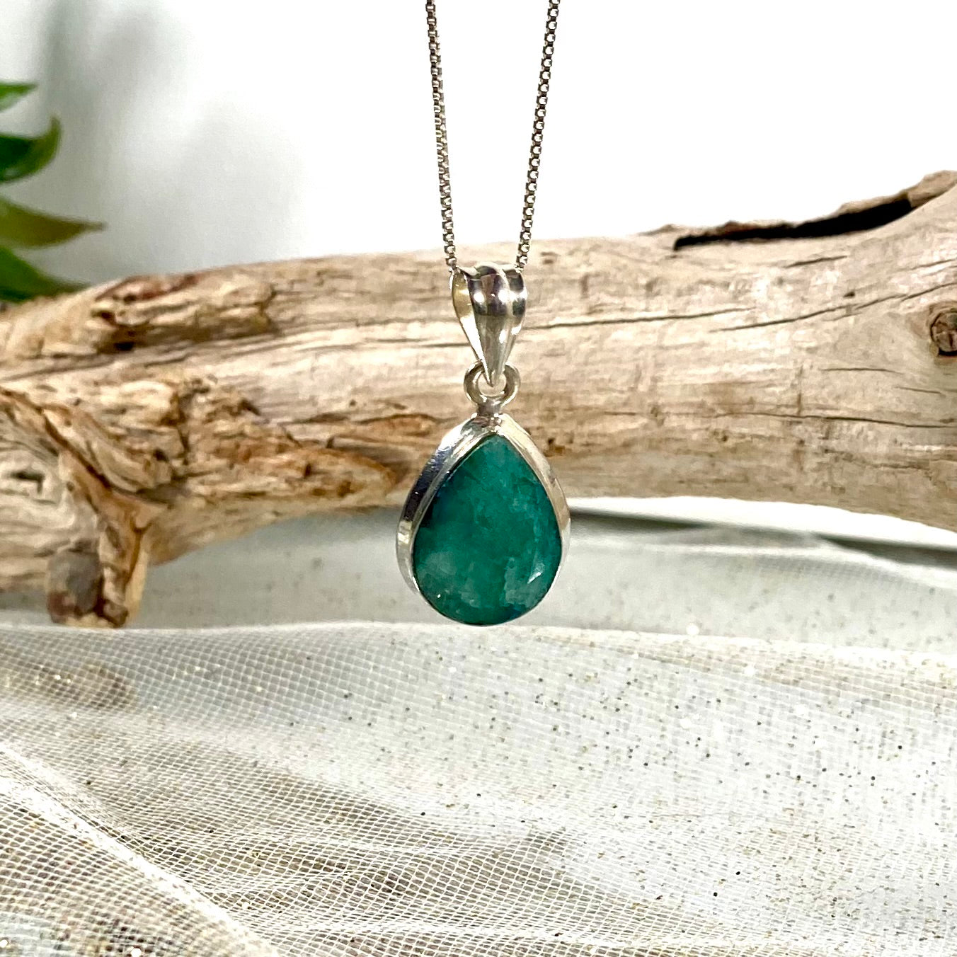Indian Jade Crystal Healing Necklace - 16 inches of Tranquil Elegance in Sterling Silver