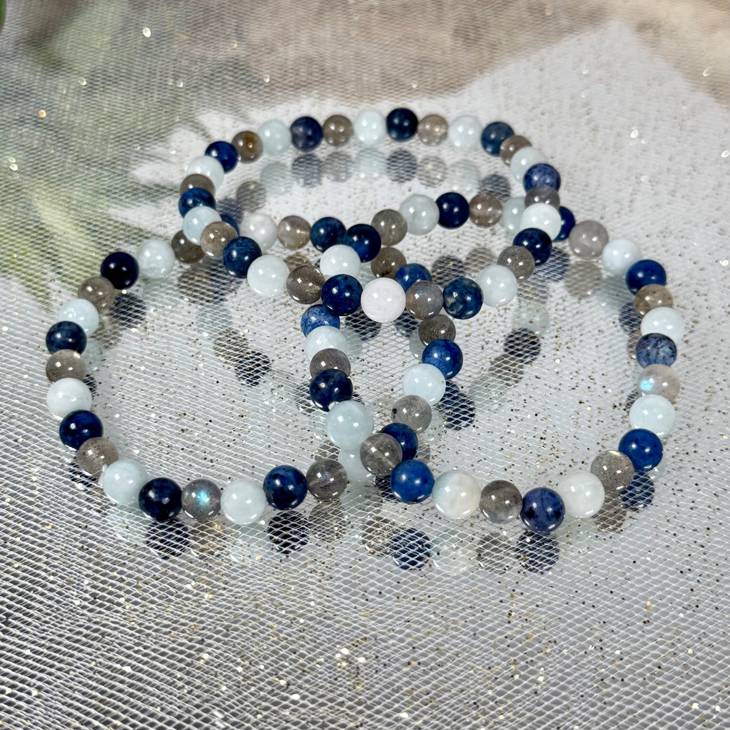 Mystic Horizon Trio Bracelet – Aquamarine, Dumortierite & Blue Labradorite