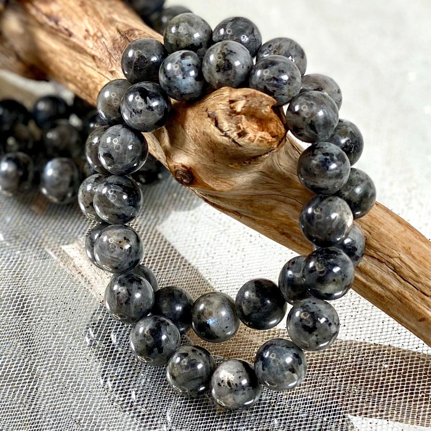 Larvikite Crystal Large Bead Bracelet-CBTS