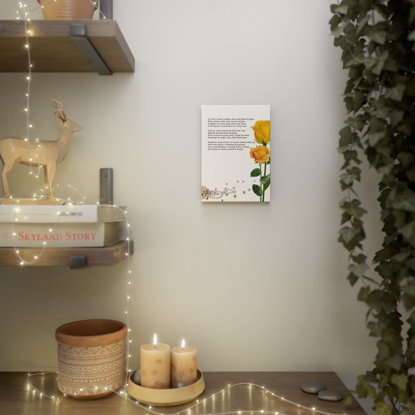 June Birth Month Poetry Canvas Tile Print - Birth Flower and Gemstone Design