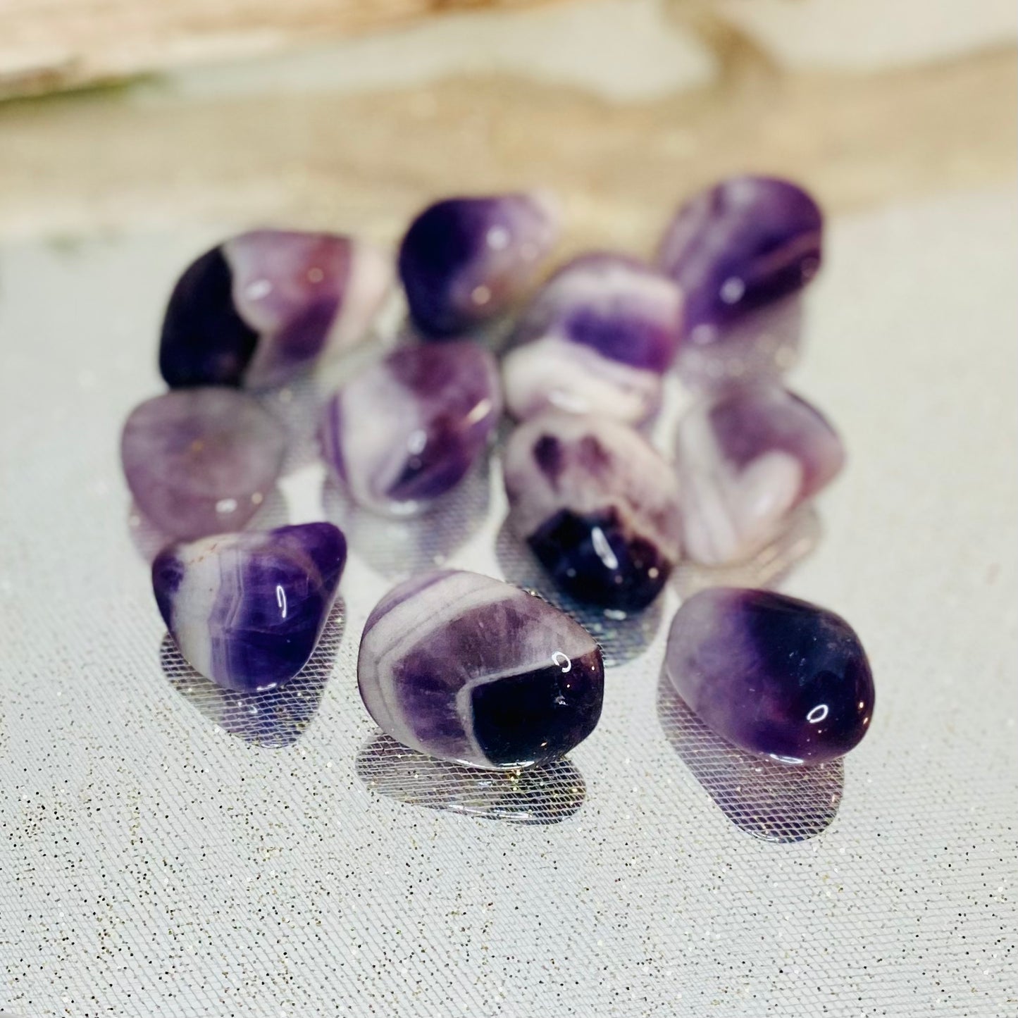 Chevron Amethyst Large Tumbled Stones from South Africa