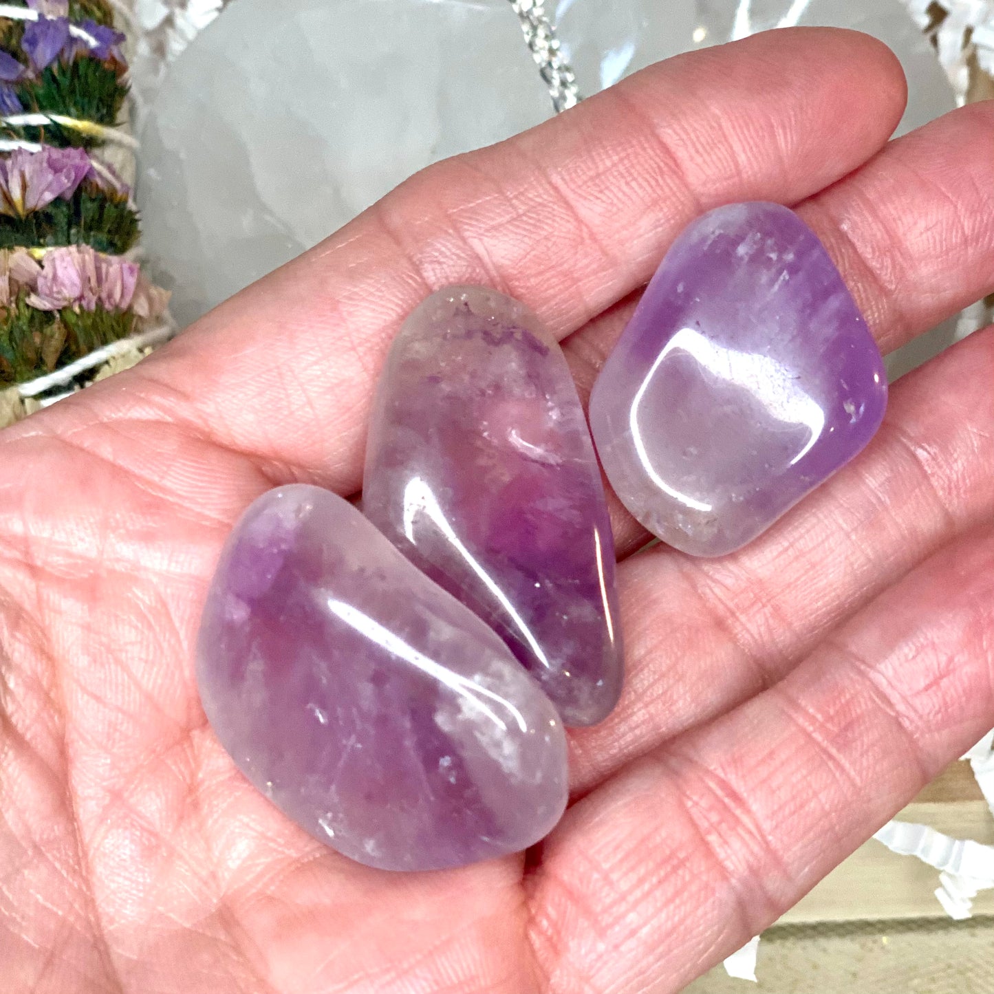 Serenity Bliss Gift Set: Heart Shaped Selenite Bowl, Amethyst Crystals, Purple Sage Bundle, and Amethyst Chip Tree of Life Necklace