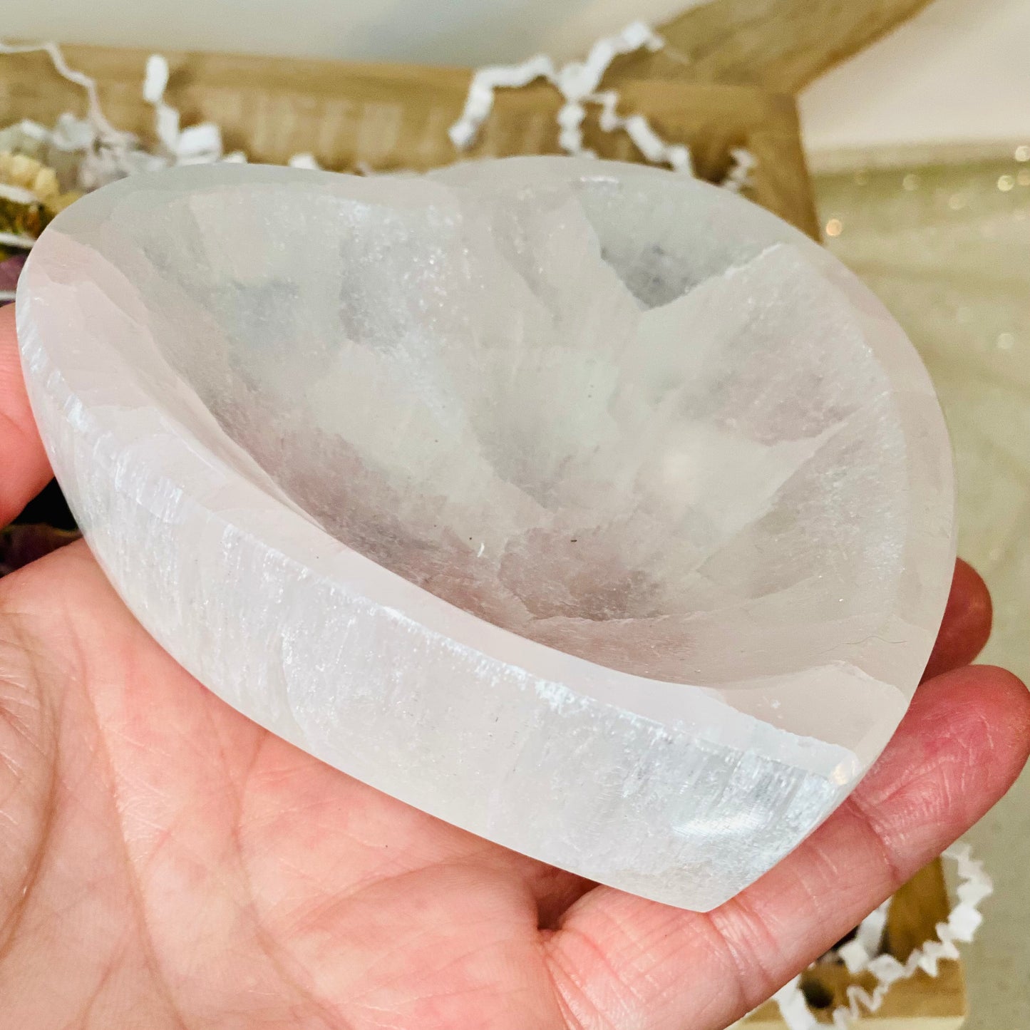 Serenity Bliss Gift Set: Heart Shaped Selenite Bowl, Amethyst Crystals, Purple Sage Bundle, and Amethyst Chip Tree of Life Necklace