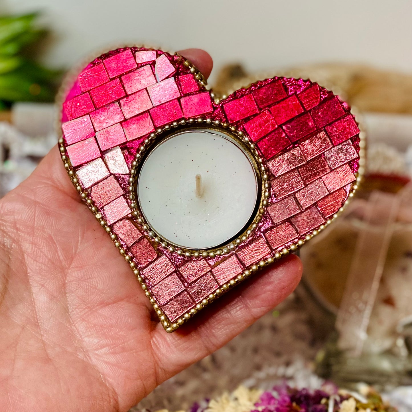 Heart's Retreat Gift Set: Himalayan & Epsom Salts, Rose Petal Bath Soak, Beaded Tealight Holder, and Sage Bundle