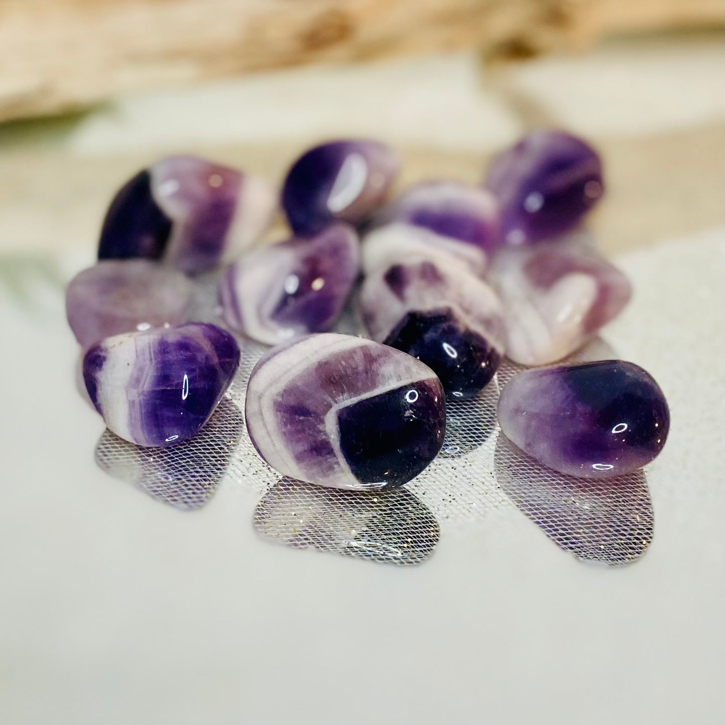 Chevron Amethyst Large Tumbled Stones from South Africa