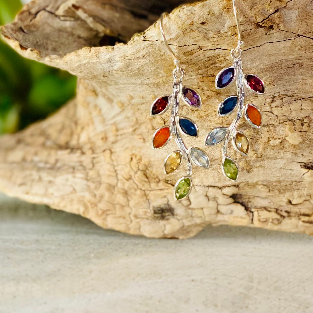 Sterling Silver Chakra Leaf Earrings: Harmonize Your Aura