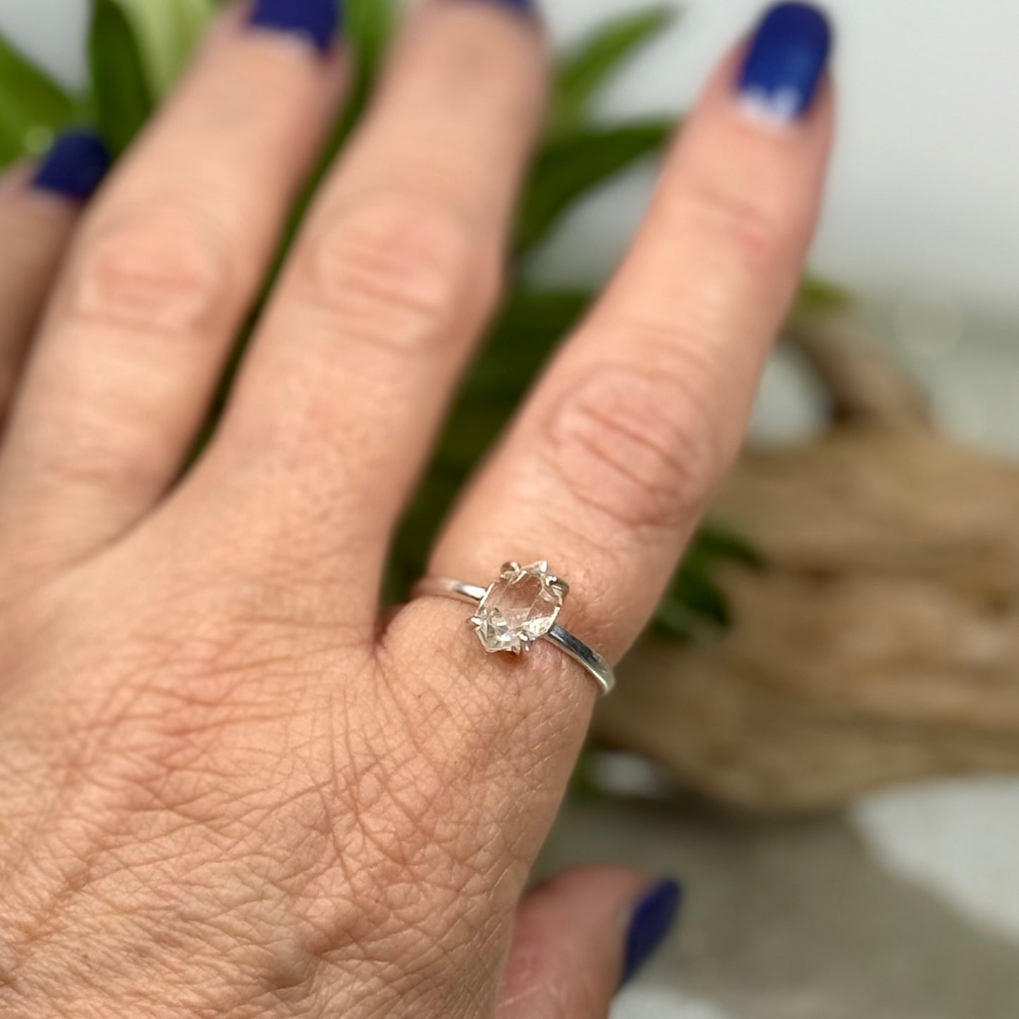 Elegant Herkimer Diamond Ring in Sterling Silver – Crystal Healing Jewelry