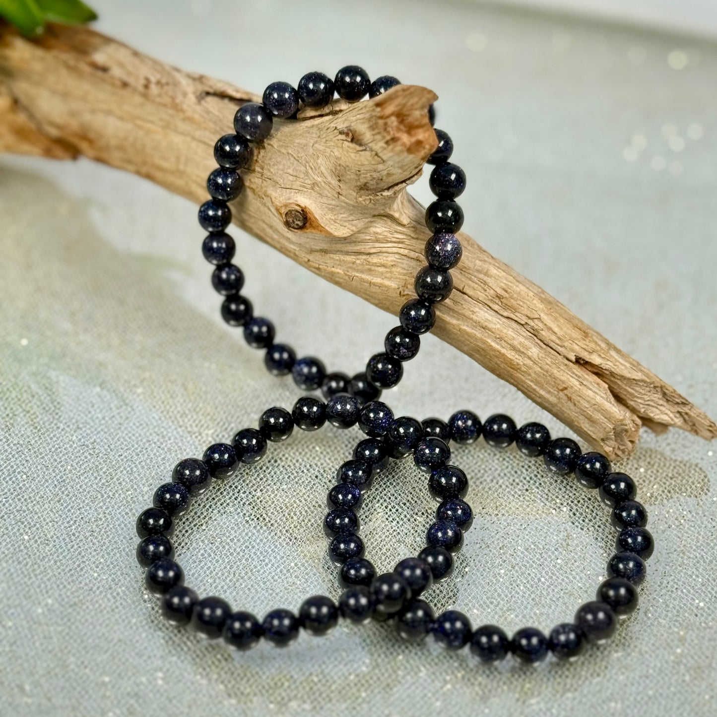 Starry Night Copper Fleck Blue Gold Stone Bracelet for Balance & Inner Strength