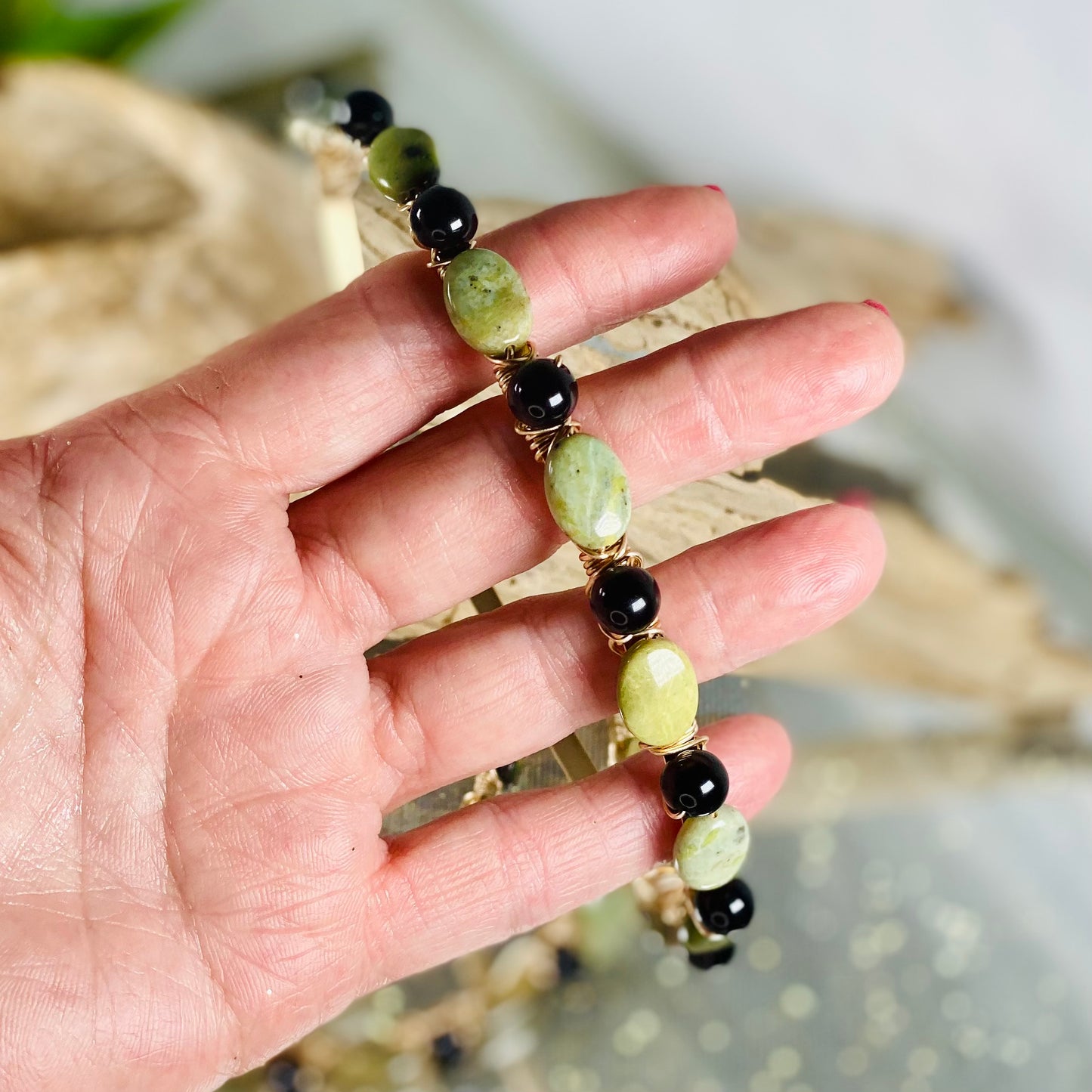 Serpentine & Obsidian Crystal Headbands for Healing and Protection