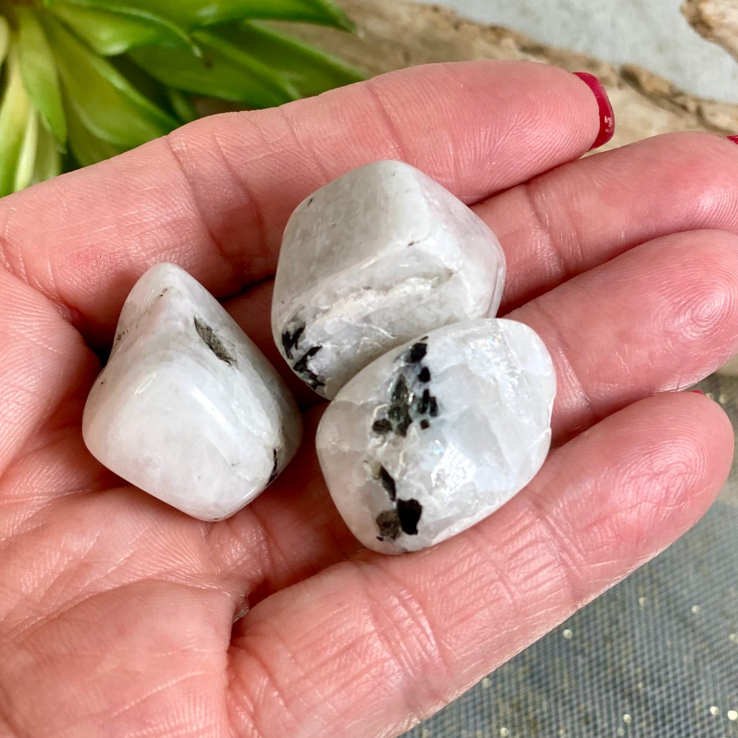 Radiant Rainbow Moonstone Tumbled Crystal for Emotional Healing