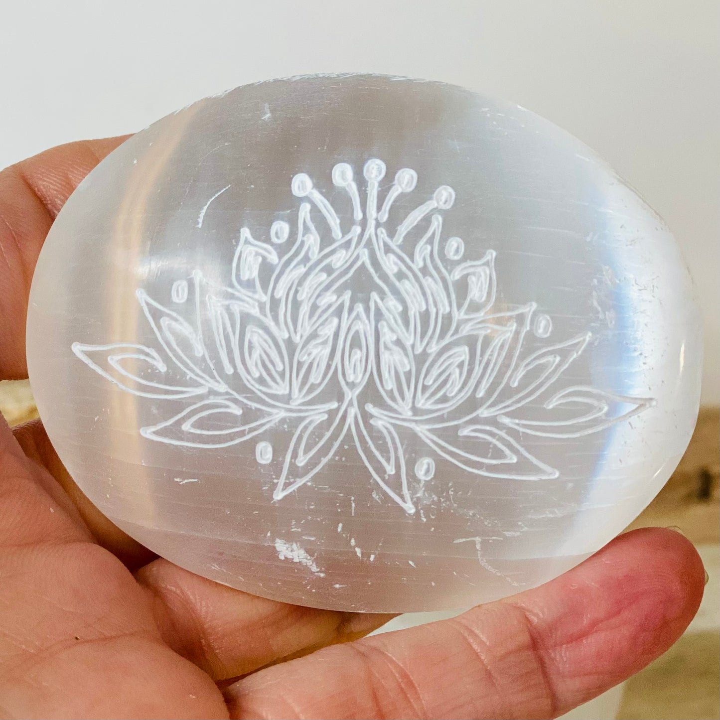Selenite Lotus Palm Stone-CBTS
