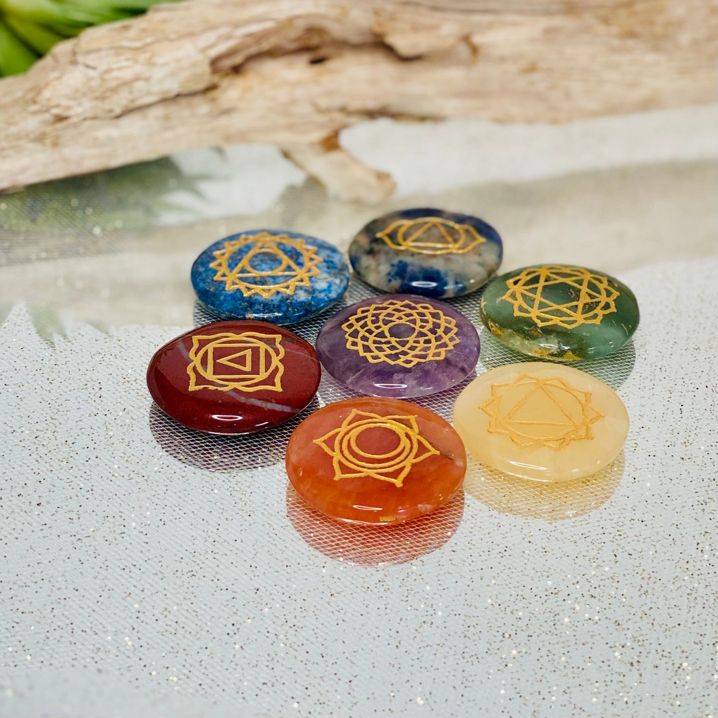 Engraved Chakra Crystals Balancing Set