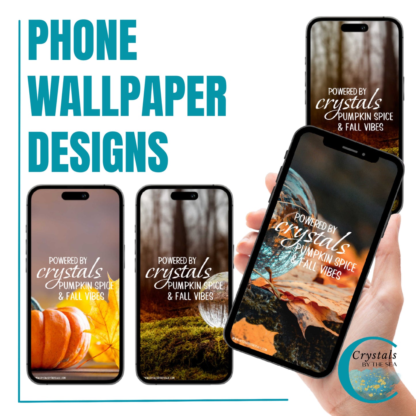 Crystals & Fall Vibes Phone Wallpaper for iPhone, Seasonal Smartphone Background, Digital Download for IOS or Android, Fall Phone Art