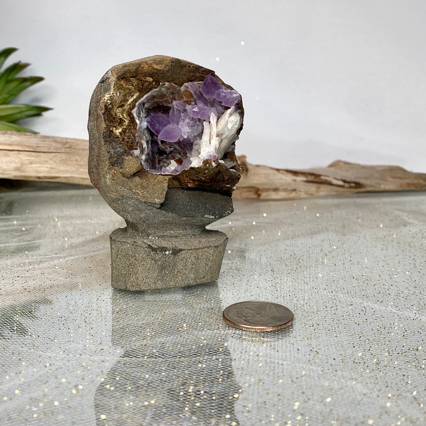 Amethyst Flower in Matrix: Nature's Purple Petal of Tranquility