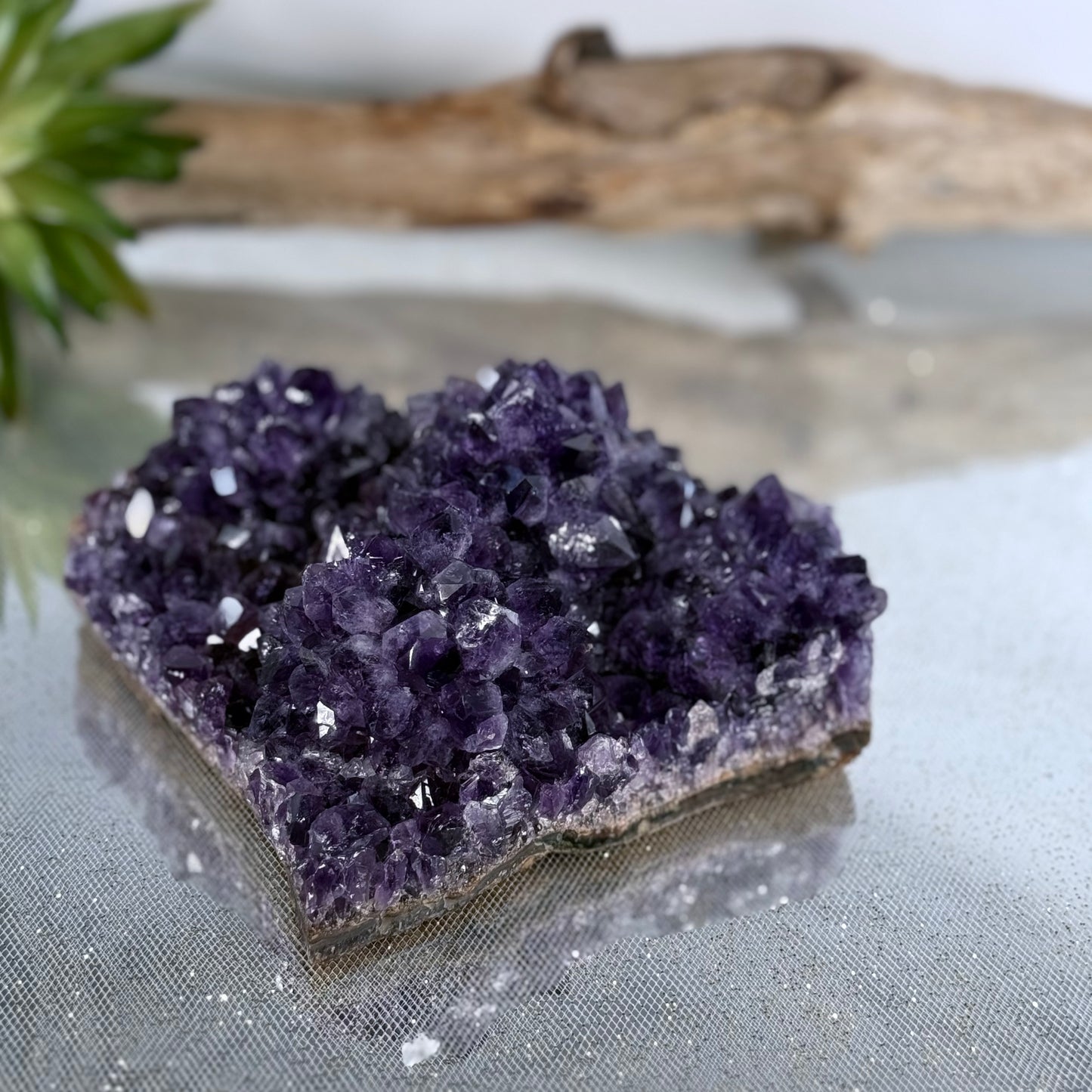 Amethyst Heart Crystal - 5" Hand-Carved Gemstone for Healing, Love & Serenity