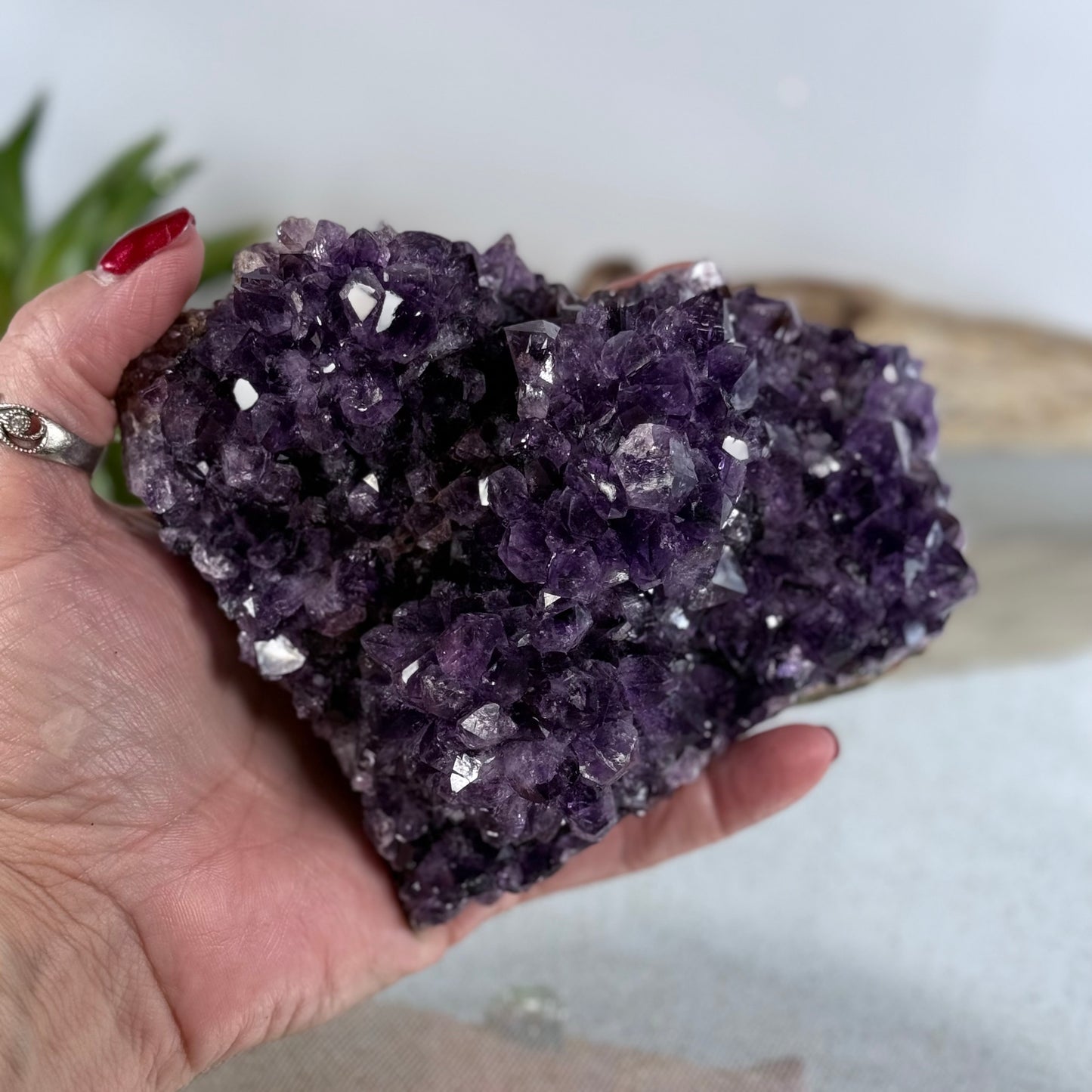 Amethyst Heart Crystal - 5" Hand-Carved Gemstone for Healing, Love & Serenity
