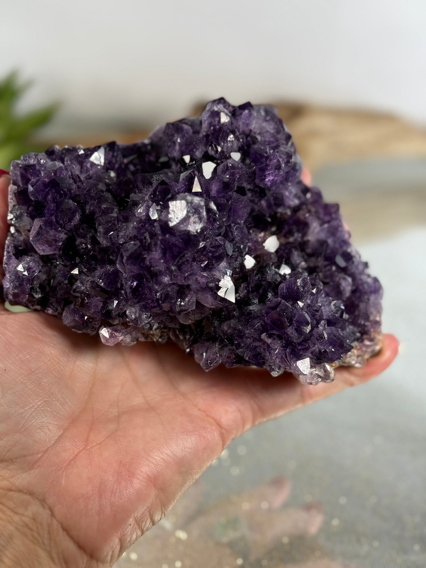 Amethyst Heart Crystal - 5" Hand-Carved Gemstone for Healing, Love & Serenity