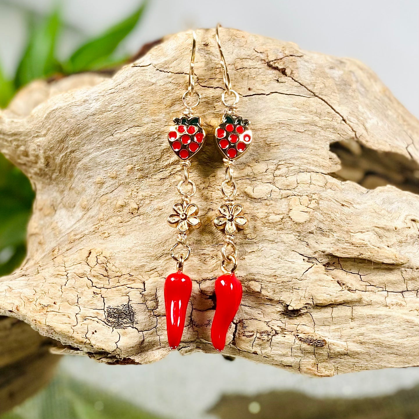 Crystal & Chilli Pepper Earrings-CBTS