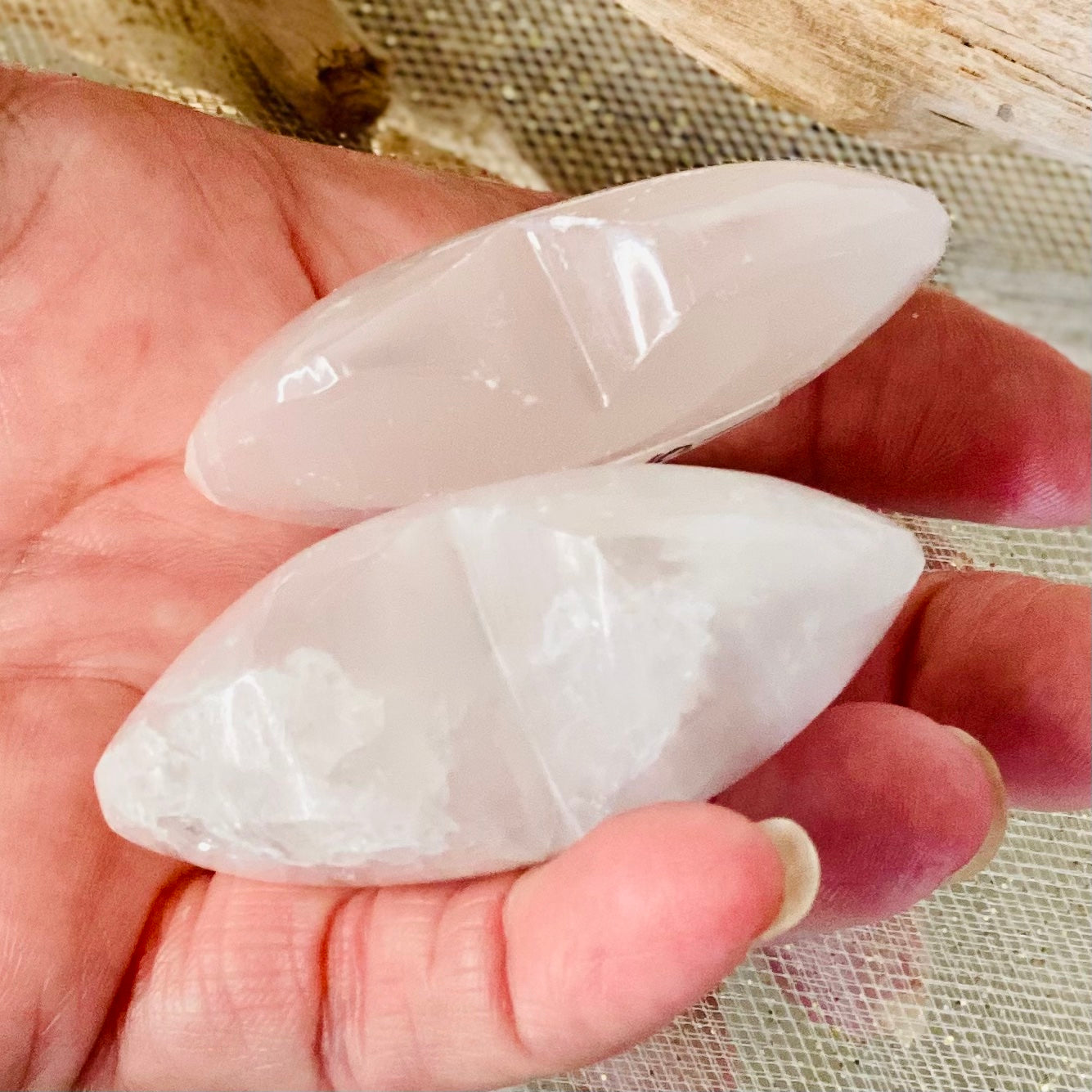 Selenite Hearts - puffy