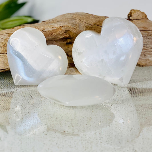 Selenite Hearts - puffy