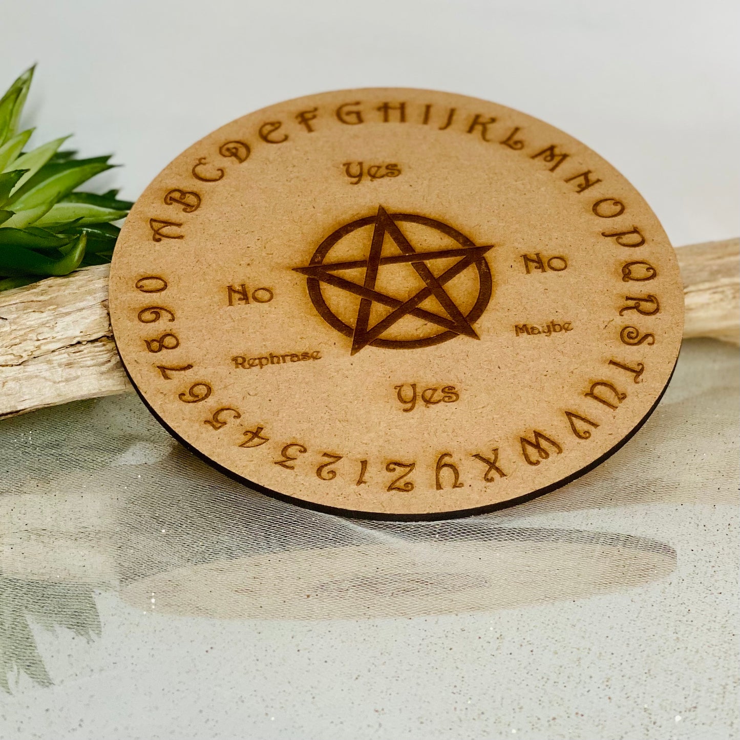 Insightful Divination: Engraved Wood Yes/No Pendulum Grid