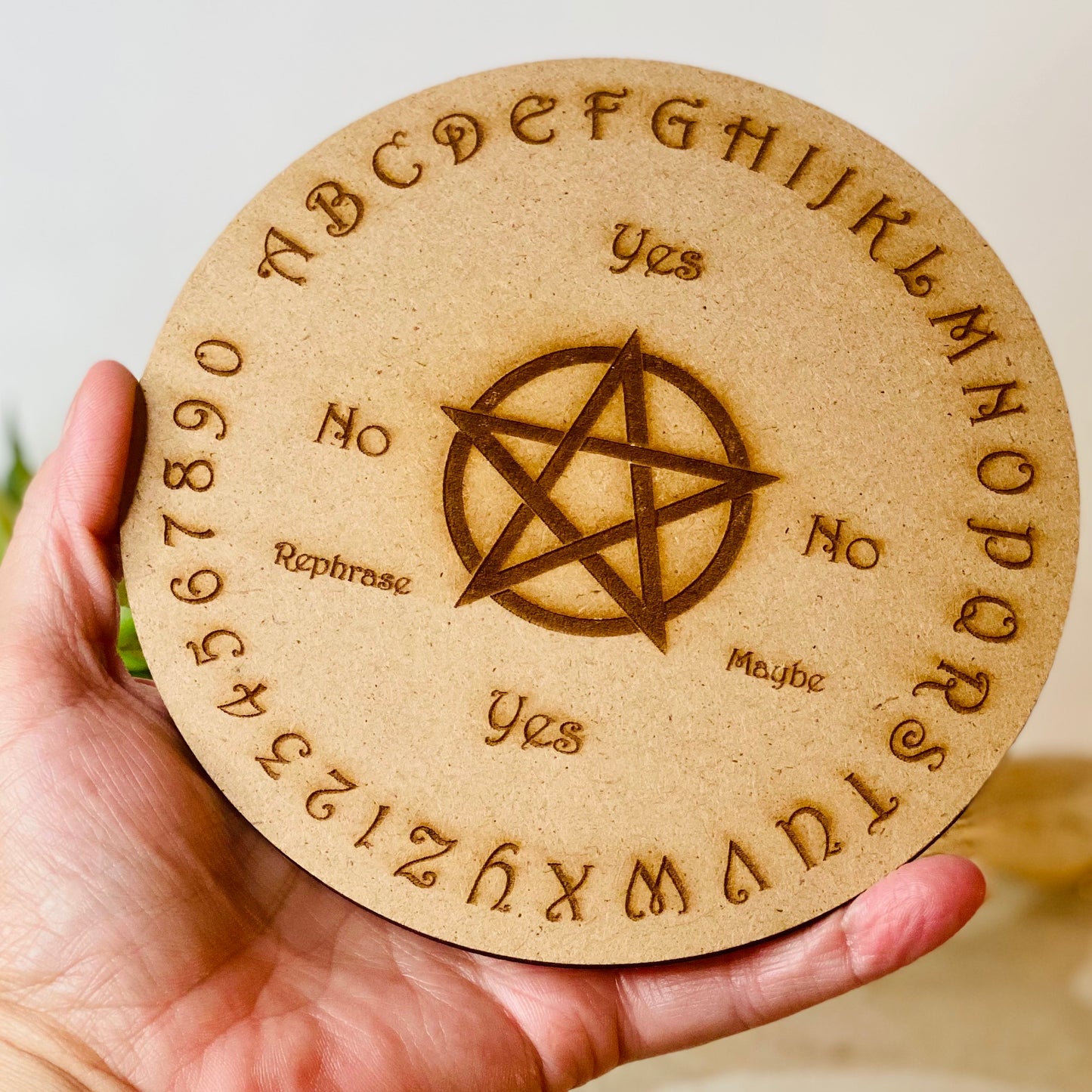 Insightful Divination: Engraved Wood Yes/No Pendulum Grid