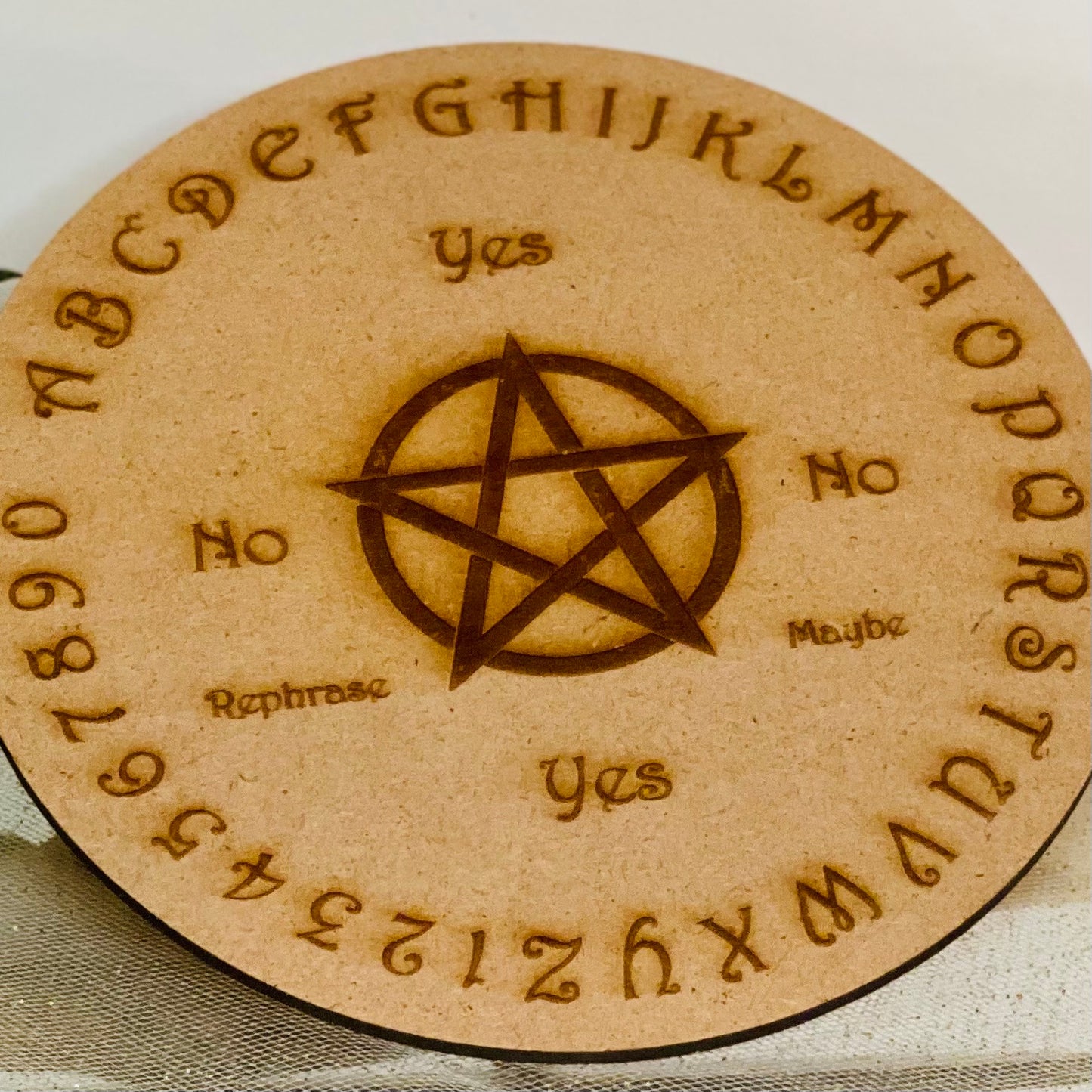 Insightful Divination: Engraved Wood Yes/No Pendulum Grid
