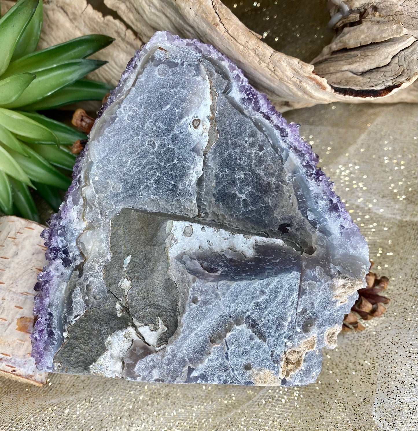 Amethyst Crystal Raw Chunk (H-4" x W-4" x D-3.5") | Natural Healing Stone