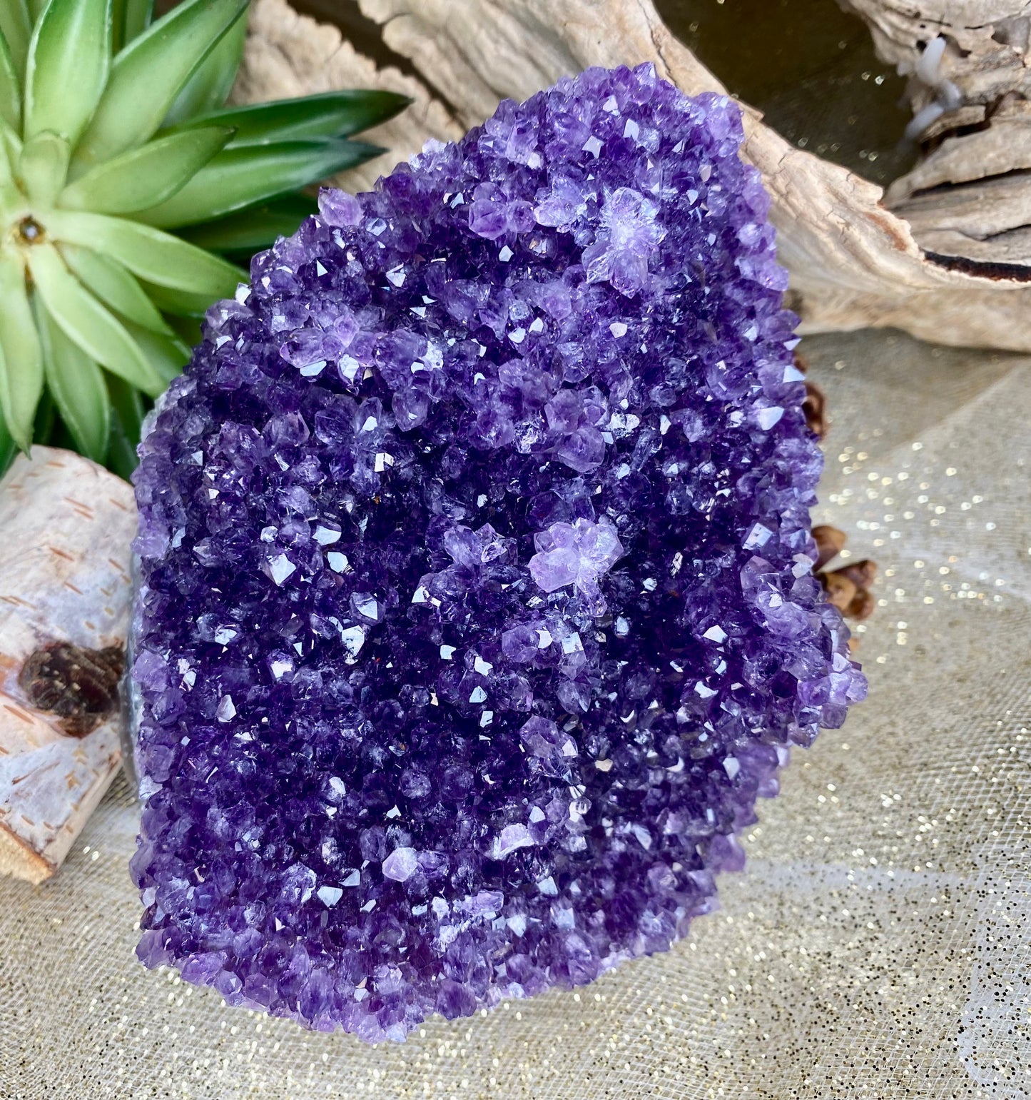 Amethyst Crystal Raw Chunk (H-4" x W-4" x D-3.5") | Natural Healing Stone