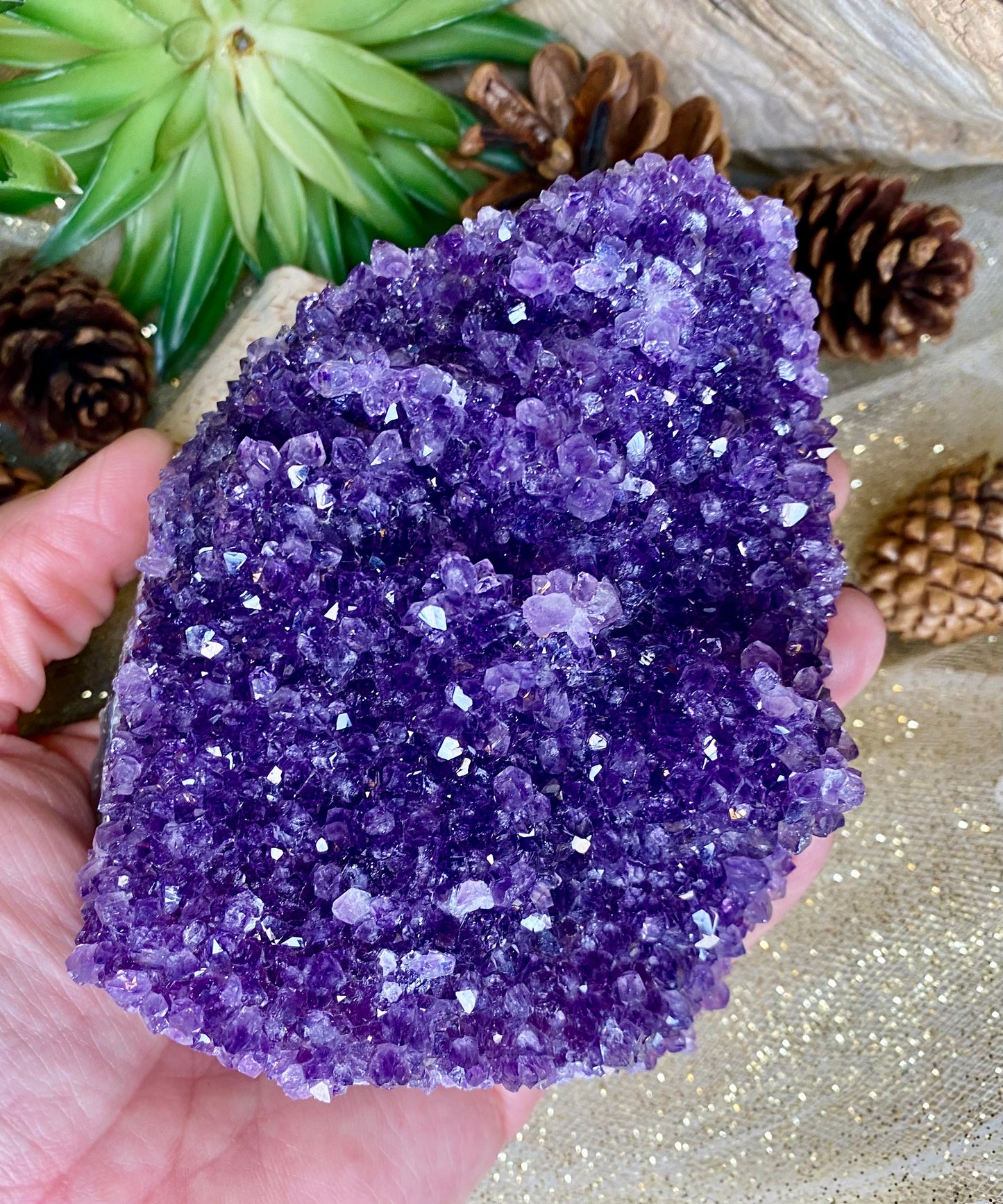 Amethyst Crystal Raw Chunk (H-4" x W-4" x D-3.5") | Natural Healing Stone